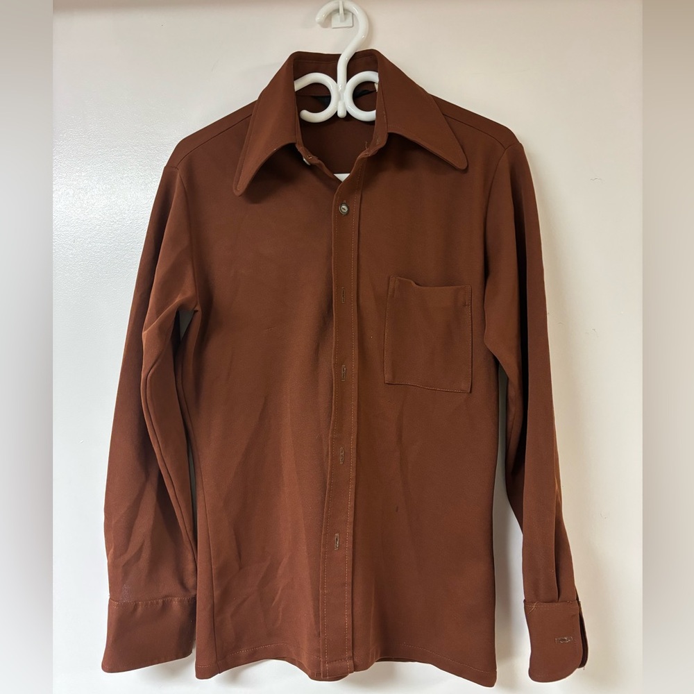Vintage Y2K Sears brown button down shirt size small